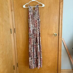 DREW XS‎ Floral Maxi Dress Sleeveless Halter Tie Back Bohemian Festival